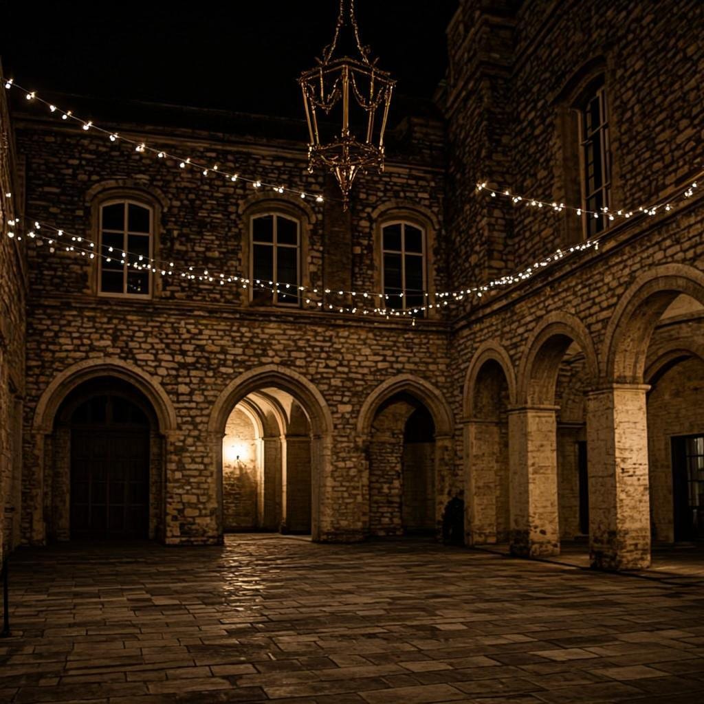 Courtyard by night